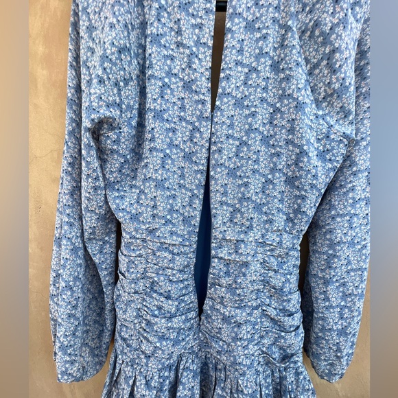 ASTR Blue Floral Tiered Ruffles Lagenlook Mini Dress XS - Picture 7 of 11